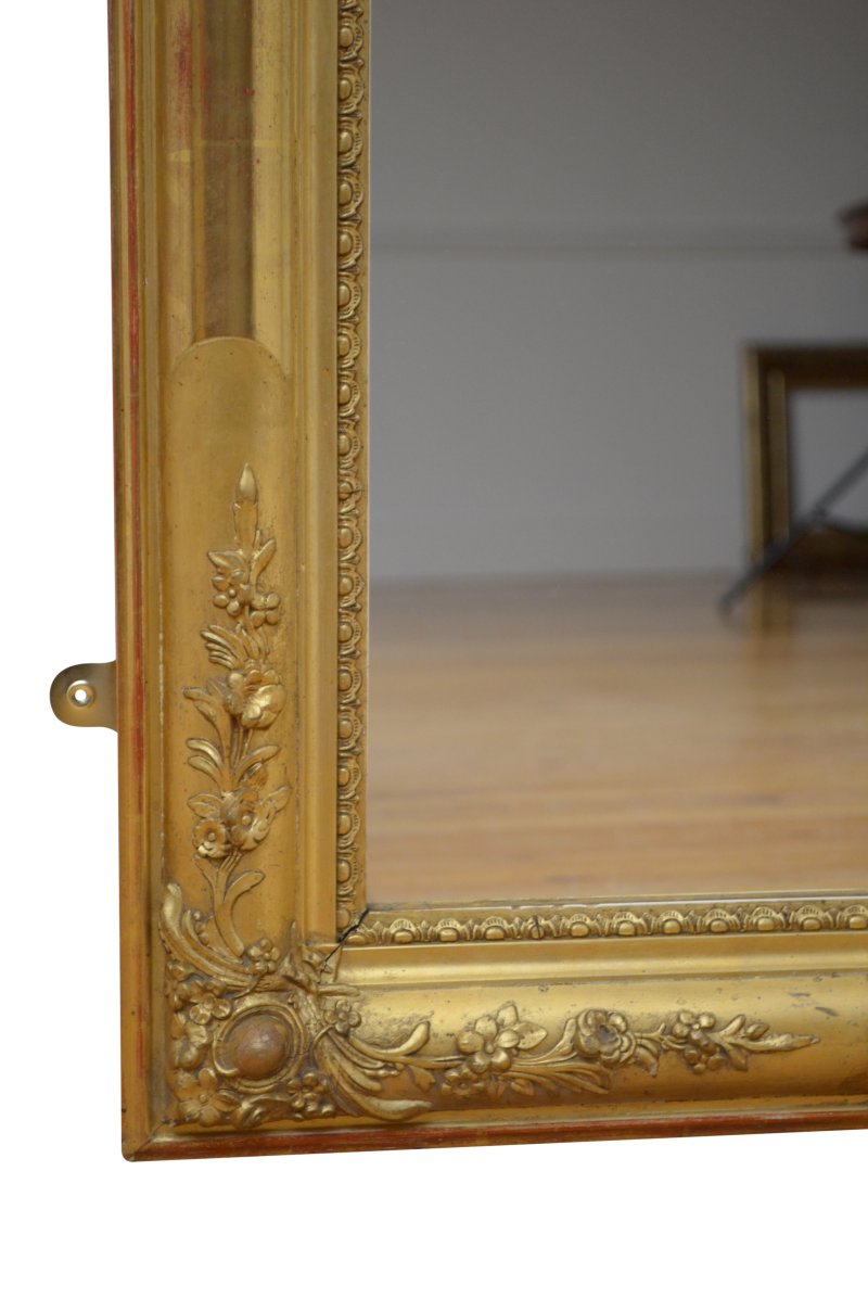 Antique 19th Century Gold Leaf Wall Mirror 94x122cm - Image 9